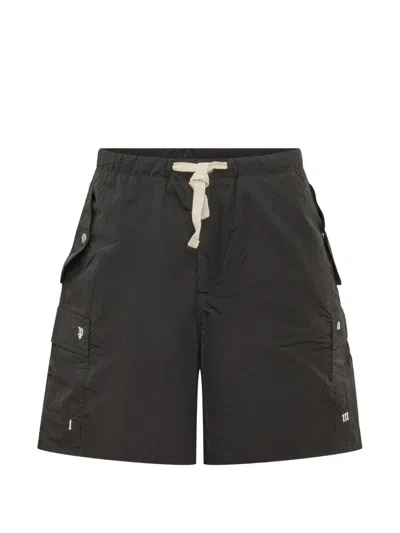 Palm Angels Palm Type Loose Cargo Shorts In Black