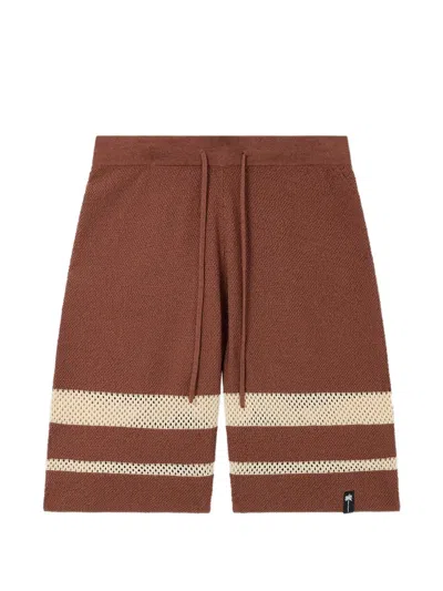 Palm Angels Palm Type Loose Lnit Shorts In Brown