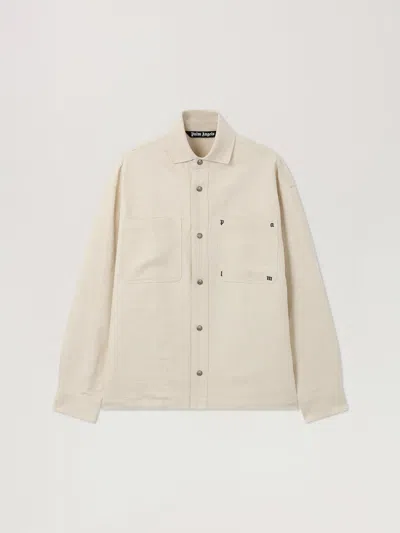 Palm Angels Palm Type Loose Shirt In Neutral
