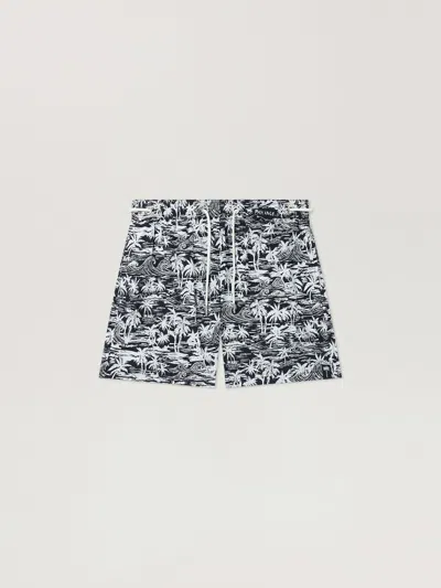 Palm Angels Palm Waves Swim Shorts In Gray
