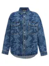 Palm Angels Printed Denim Oversize Shirt In Blue