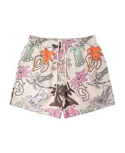 Palm Angels Palmity-print Drawstring Swim Shorts In Pink