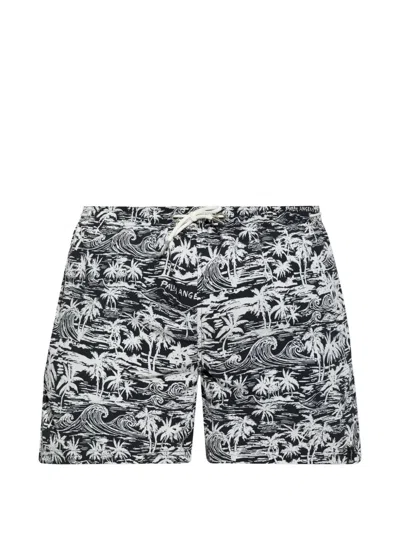 Palm Angels Palm-print Drawstring Swim Shorts In Multi