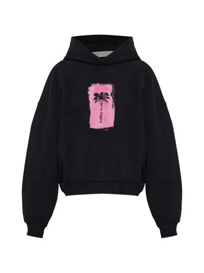 Palm Angels Palm Brushed Fleece Hoodie In Black