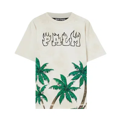 Pre-owned Palm Angels Palms And Skull Vintage Tee 'white'