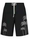 Palm Angels Palms Print Swim Shorts In Black