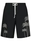 Palm Angels Palms Print Swim Shorts In Black