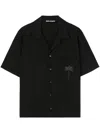 Palm Angels Palm Print Bowling Shirt In Black