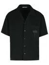 Palm Angels Palm Print Bowling Shirt In Black