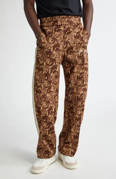 Palm Angels Technical Fabric Joggers With Palm Camouflage Pattern In Brown