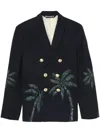 Palm Angels Palms Classic Double Breasted Jacket In Blue