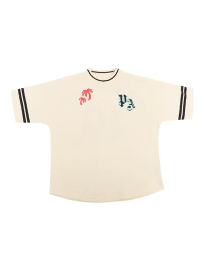 Palm Angels Kids' Palms Curved Logo Over Tee Butter Black