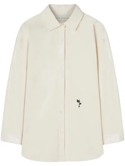 Palm Angels Shirt With Embroidered Logo In Neutral