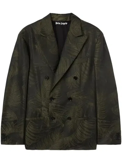 Palm Angels Palms-jacquard Blazer In Green