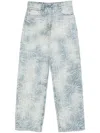 Palm Angels Light Blue Jeans With A Pattern In Blue