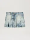 Palm Angels Palms-jacquard Pleated Mini Skirt In 4440 Medium Blue - Light Blue