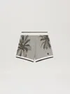 Palm Angels Palms-jacquard Kniited Shorts In 0310 Off White - Black