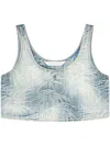 Palm Angels Palms Jacquared Denim Cropped Top In Blau