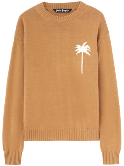 Palm Angels Palms-knit Sweater In Nude