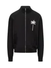 Palm Angels Palm Inlay Knit Jacket In Black Off White