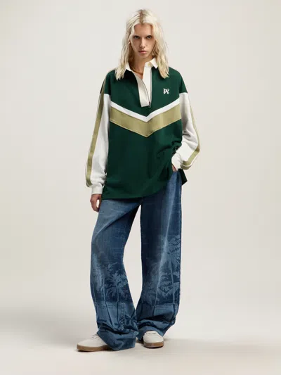 Palm Angels Palms Loose Denim Pants In Blue