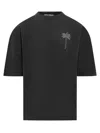 Palm Angels Blue Cotton T-shirt With Palm Print And Logo
