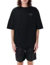 Palm Angels Blue Cotton T-shirt With Palm Print And Logo