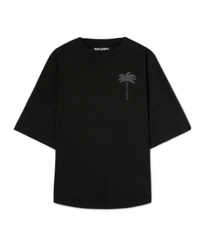 PALM ANGELS PALM ANGELS LOGO DETAILED CREW NECK T-SHIRT