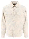 Palm Angels Palms Print Denim Jacket In Beige