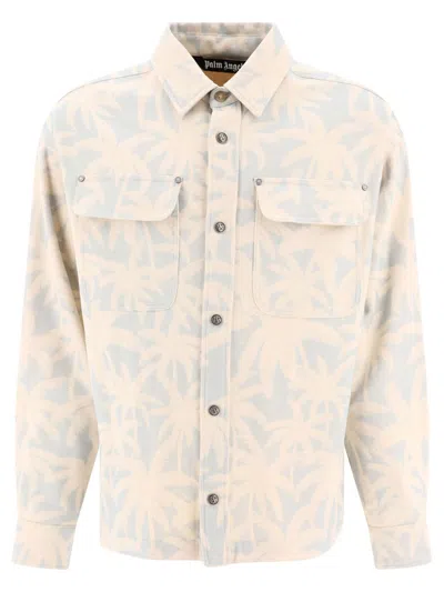 Palm Angels Men's Beige Overshirt Jacket For Ss24 In Tan