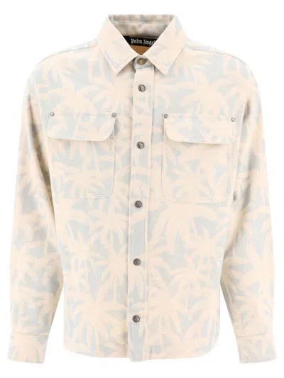 Palm Angels "palms" Overshirt Jacket In Beige