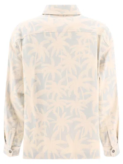 Palm Angels "palms" Overshirt Jacket In Beige
