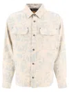 Palm Angels Palms Print Denim Jacket In Neutral