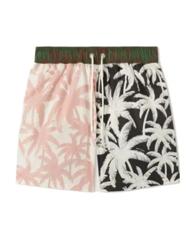 Palm Angels Palms Patchwork Drawstring Swim Shorts In Multicolor
