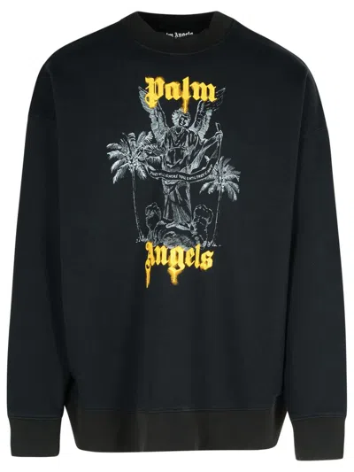 PALM ANGELS PALM ANGELS PALMS PENCIL' BLACK COTTON SWEATSHIRT