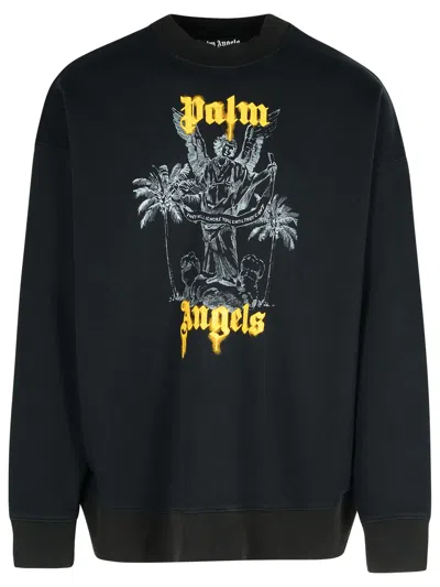 PALM ANGELS PALMS PENCIL BLACK COTTON SWEATSHIRT