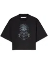 Palm Angels Palms Pencil Cotton Cropped Top In Black