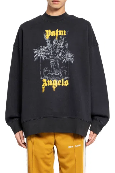 Palm Angels Relaxed-fit Black Sweatshirt With Graphic Angel Print