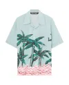 Palm Angels Palms Row Short Sleeve Button-up Bowling Shirt In Green