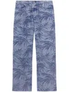 Palm Angels Palm Jacqured Denim Pants In Blue