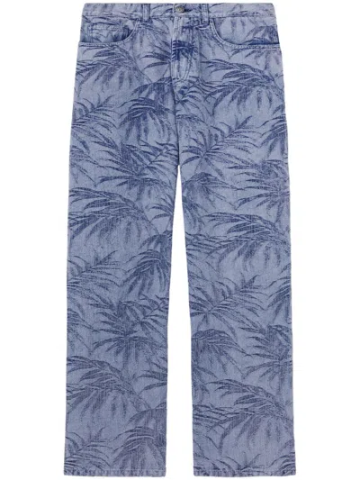 Palm Angels Palm Jacqured Denim Pants In 4040 Light Blue - Light Blue
