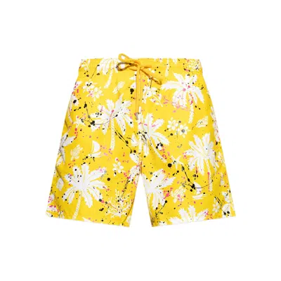 Palm Angels Palm-tree Swim Shorts In Yellow
