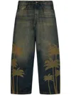 Palm Angels Laser Palms Loose Denim Pants Brown - Gr In Brown