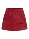 Palm Angels Panelled Leather Skirt In Burgundy