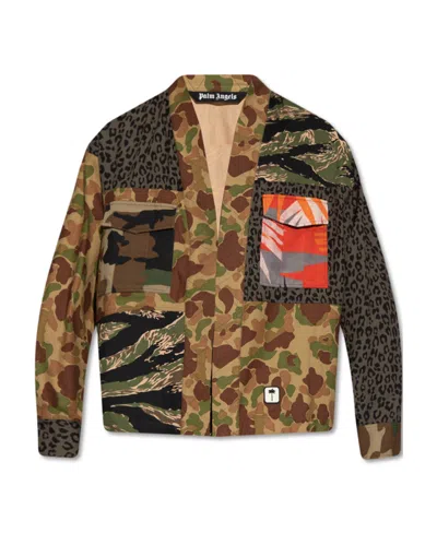 Palm Angels Panelled Military Jacket In Brown