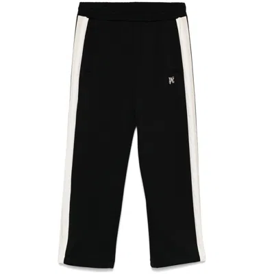 Palm Angels Wide Leg Drawstring Cargo Pants In Black
