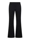 Palm Angels Navy Blue Black Cotton And Virgin Wool Blend Flared Pants In Black