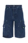 Palm Angels Indigo Monogram Workwear Denim Shorts