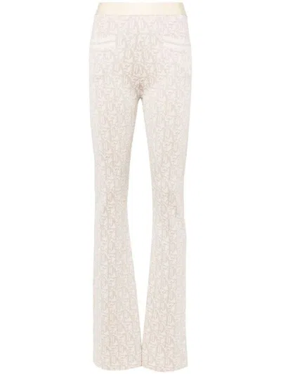 Palm Angels Flared Trousers With Medium Rise In Bianco