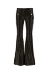 Palm Angels Leather Flared Leg Trousers With Front Patch Pockets In 1076